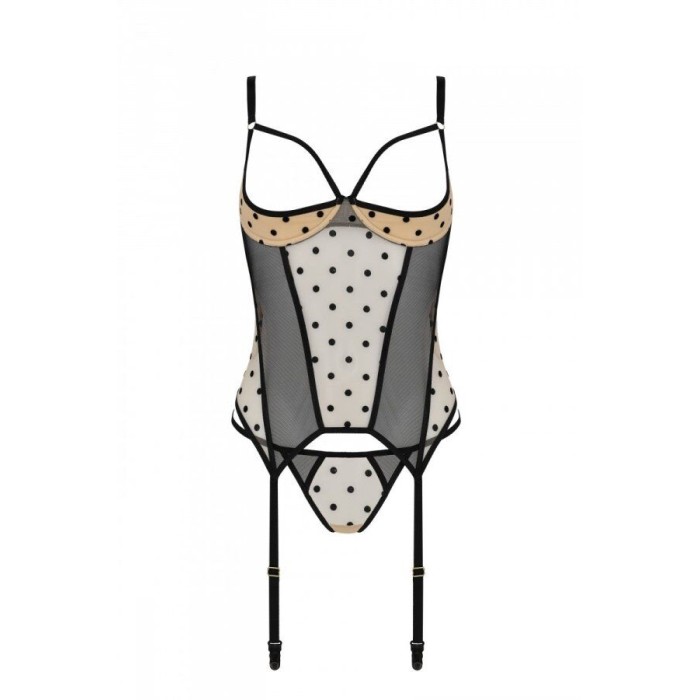 Корсет Passion MARINA CORSET, XXL/XXXL, beige, с открытыми чашками