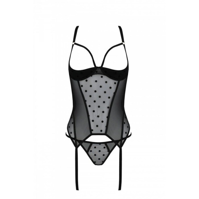 Корсет Passion MARINA CORSET, L/XL, black, с открытыми чашками