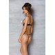 Эротический комплект Passion MARINA SET WITH OPEN BRA, L/XL, beige, открытые чашки
