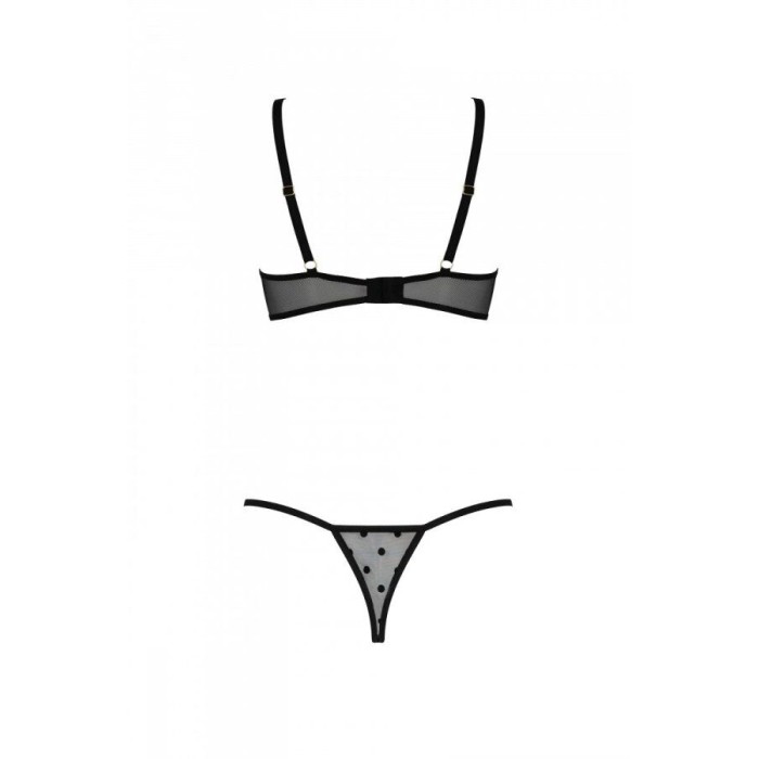 Эротический комплект Passion MARINA SET WITH OPEN BRA, S/M, black, открытые чашки