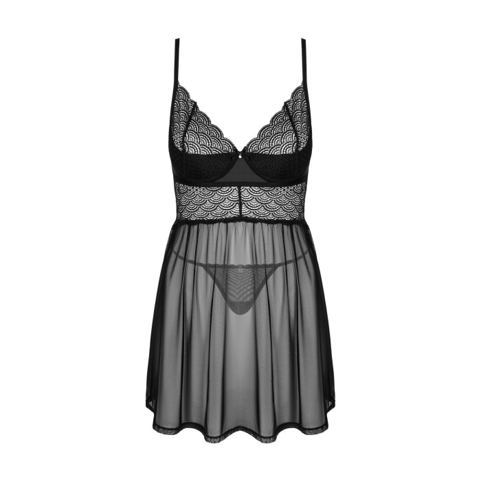 Эротический комплект Obsessive Chemeris babydoll & thong XS/S, пеньюар и стринги