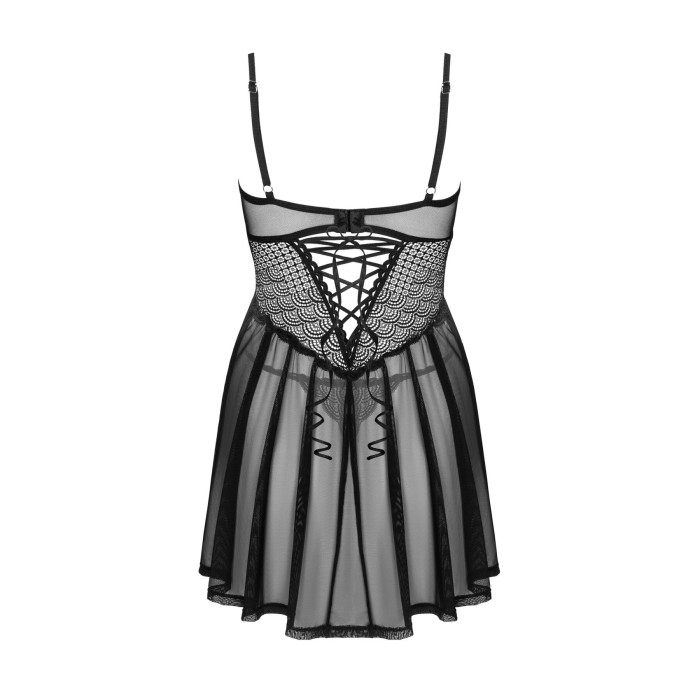 Эротический комплект Obsessive Chemeris babydoll & thong XS/S, пеньюар и стринги