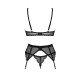 Комплект Obsessive Chemeris 3-pcs set XL/2XL, стринги, пояс для чулок, бюстгальтер