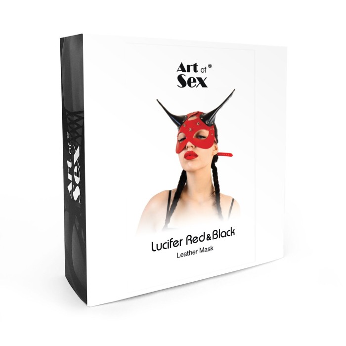Кожаная маска Art of Sex - Lucifer Red&Black