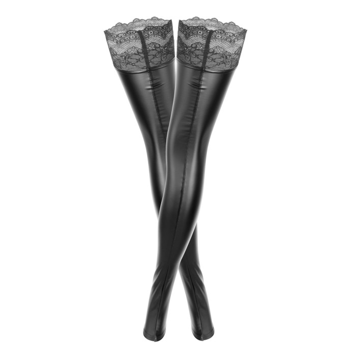 Чулки с мокрым эффектом Noir Handmade F135 Powerwetlook stockings, XL, без мысков