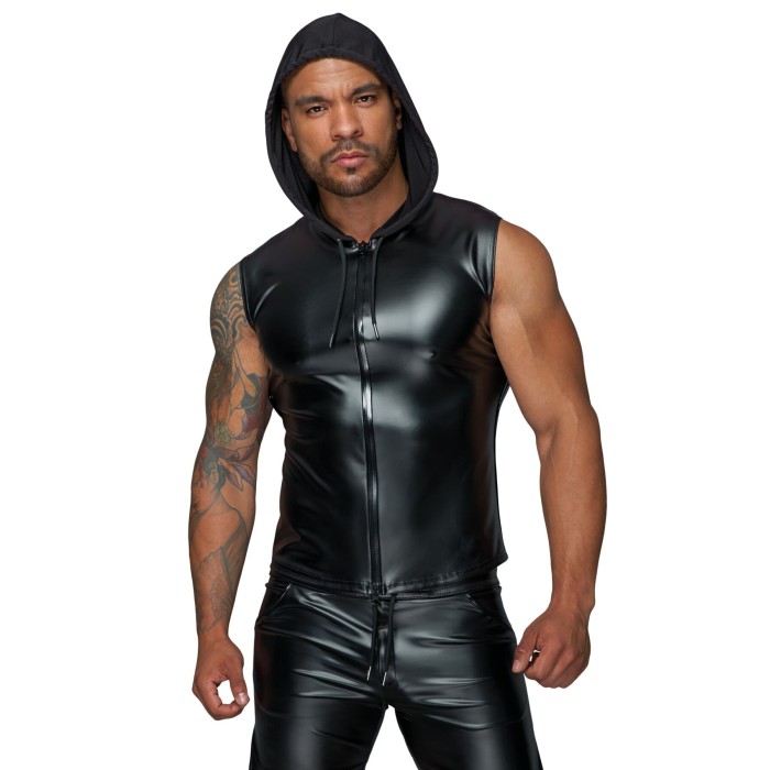 Чоловіча безрукавка з капюшоном Noir Handmade H062 Hooded Shirt, 3XL, мокрий ефект