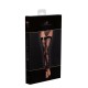 Панчохи без миска Noir Handmade F243 Tulle stockings with patterned flock embroidery, M