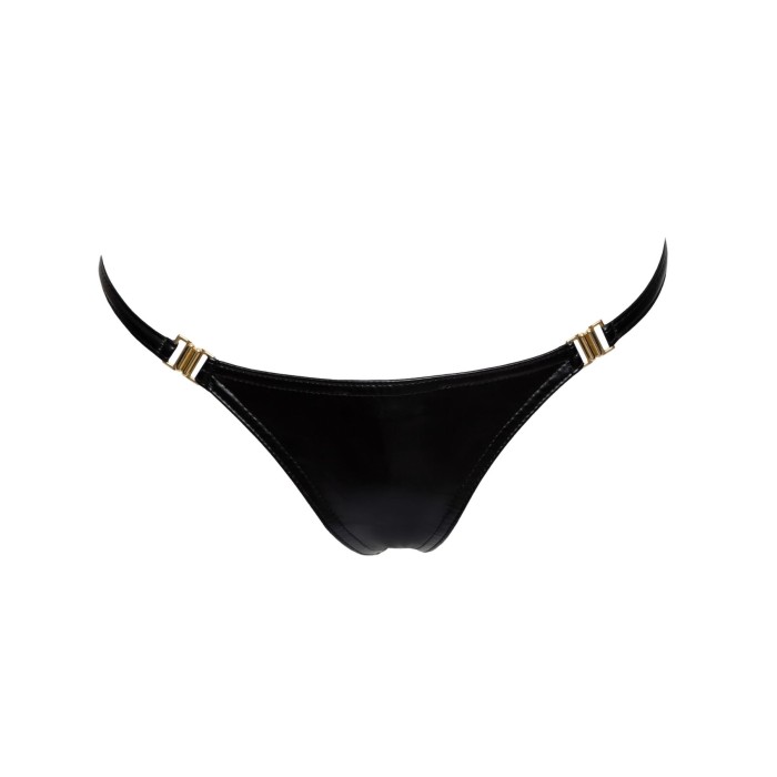 Трусики с мокрым эффектом Noir Handmade P008 Powerwetlook panty with gold clasp, XXL, на застежках
