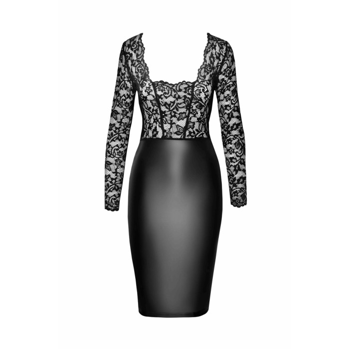 Платье Noir Handmade F295 Euphoria, S, black, кружево, глубокое декольте, юбка миди под латекс
