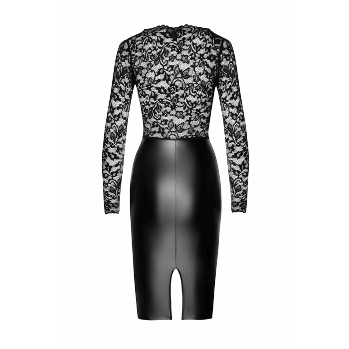 Сукня Noir Handmade F295 Euphoria, L, black, мереживо, глибоке декольте, спідниця міді під латекс