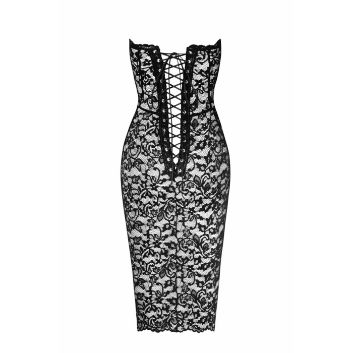 Сукня Noir Handmade F301 Catalyst, S, black, міді, мереживо, відкриті плечі, шнурівка на спині