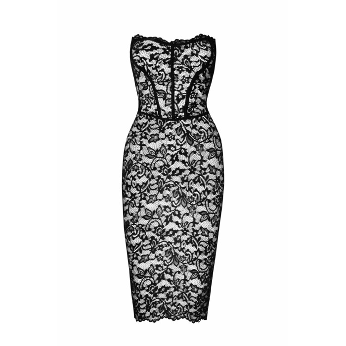 Платье Noir Handmade F301 Catalyst, XXL, black, миди, кружево, открытые плечи, шнуровка на спине