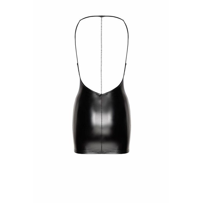 Платье Noir Handmade F307 Mirage, M, black, мини, под латекс, открытая спина, декор из стразов