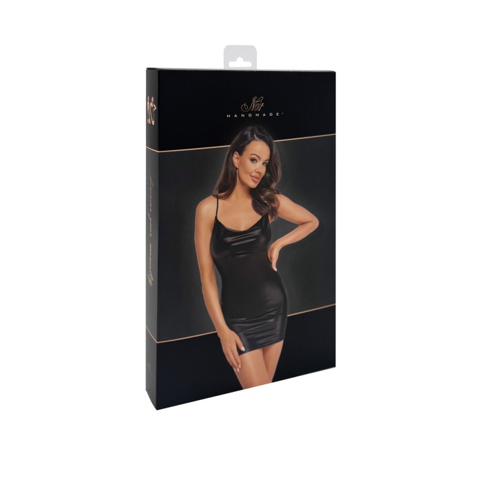 Платье Noir Handmade F307 Mirage, M, black, мини, под латекс, открытая спина, декор из стразов