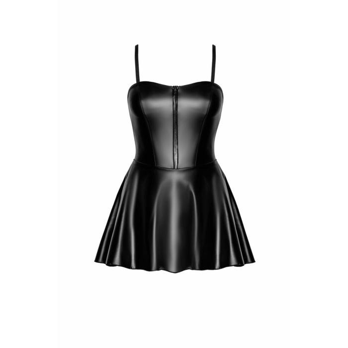 Платье Noir Handmade F308 Dreamer, M, мини, под латекс, открытые плечи, юбка клеш, молния спереди