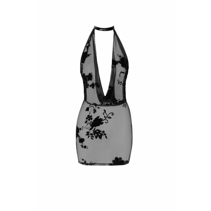 Сукня Noir Handmade F313 Mythos, L, black, прозора, міні, відкрита спина, декор зі стразів