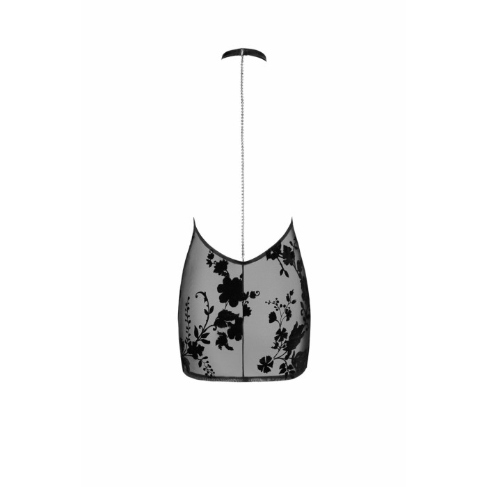 Сукня Noir Handmade F313 Mythos, L, black, прозора, міні, відкрита спина, декор зі стразів