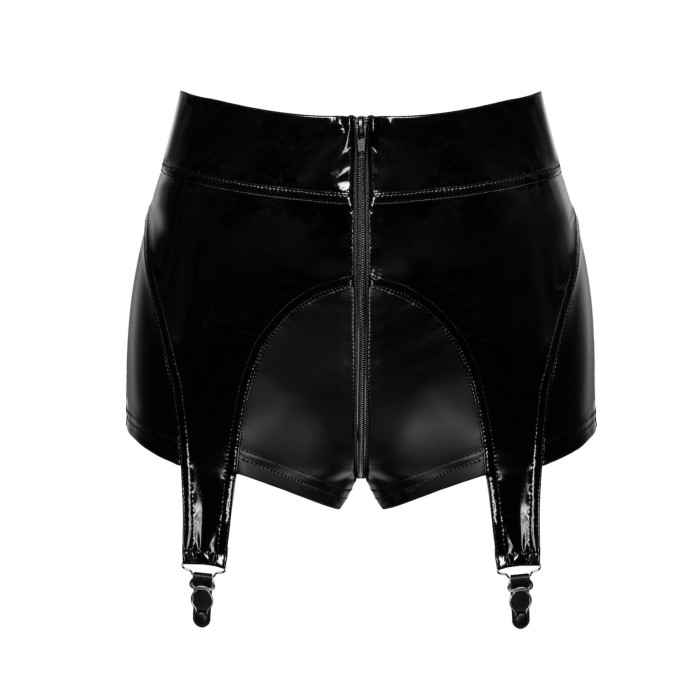 Шортики Noir Handmade F325 Glam, XXL, black, винил, высокая талия, крепления для чулок, с доступом