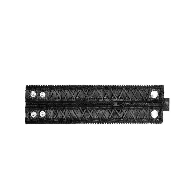 Женский кошелек-браслет Noir Handmade F326, black, под кожу, рельефный узор, карман на молнии