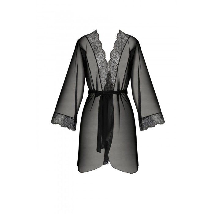 Пеньюар Passion AMBERLY PEIGNOIR black, S/M, пояс в комплекте