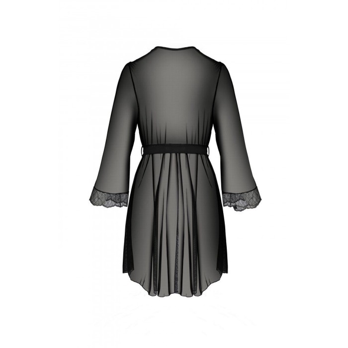 Пеньюар Passion AMBERLY PEIGNOIR black, XXL/XXXL, пояс у комплекті