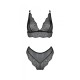 Комплект Passion AMBERLY SET black, S/M, бралетт и трусики бразилиана