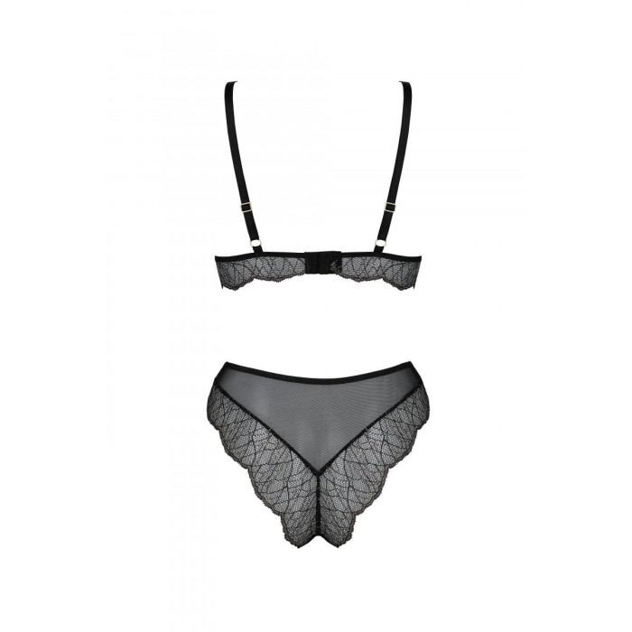 Комплект Passion AMBERLY SET black, S/M, бралетт и трусики бразилиана