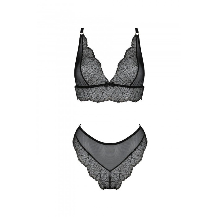 Комплект Passion AMBERLY SET black, XXL/XXXL, бралетт и трусики бразилиана