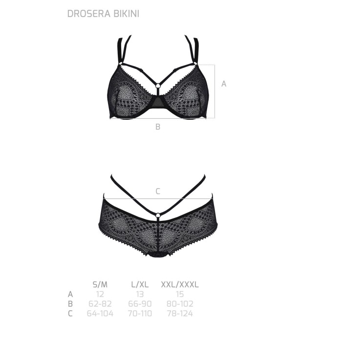Комплект Passion DROSERA BIKINI black, L/XL, бюстгальтер и трусики-кюлоты