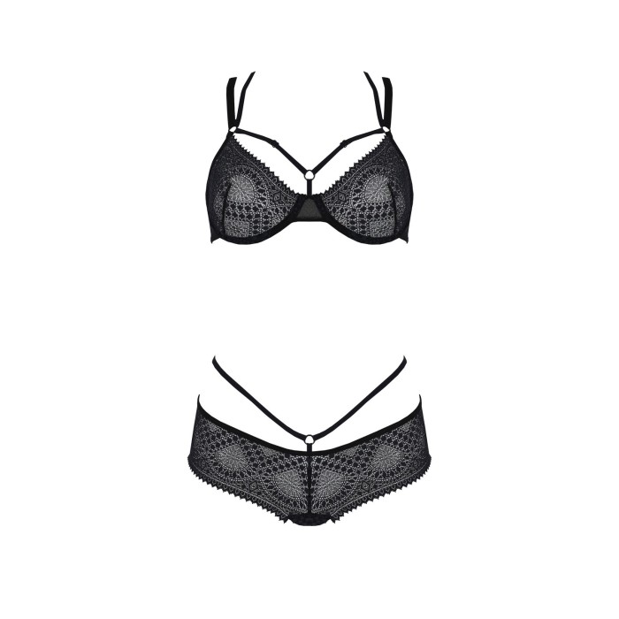 Комплект Passion DROSERA BIKINI black, XXL/XXXL, бюстгальтер і трусики-кюлоти