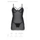 Пеньюар Passion DROSERA CHEMISE black, L/XL, кружевной лиф со стрепами, трусики в комплекте