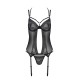 Корсет Passion DROSERA CORSET black, L/XL, с креплениями для чулок, трусики в комплекте