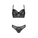 Комплект Passion DROSERA SET black S/M, сетка+кружево, бюстье и трусики танга