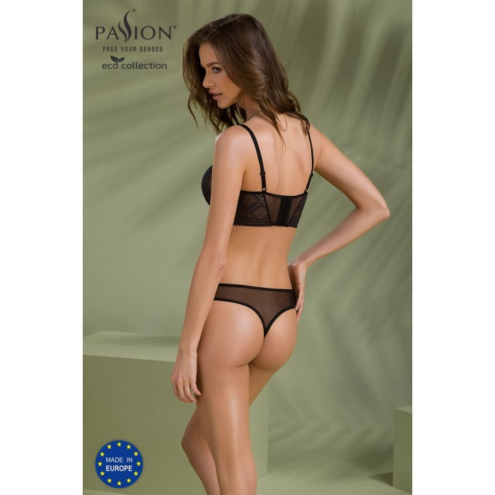 Комплект Passion DROSERA SET black S/M, сетка+кружево, бюстье и трусики танга