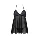 Пеньюар Passion KERRIA CHEMISE black, S/M, кружевной верх, трусики в комплекте