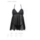 Пеньюар Passion KERRIA CHEMISE black, S/M, кружевной верх, трусики в комплекте
