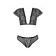 Комплект Passion LEAFA BIKINI black, XXL/XXXL, бюстгальтер-топ з рукавчиками, стрінги-шортики з вирізом