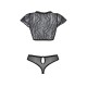 Комплект Passion LEAFA BIKINI black, XXL/XXXL, бюстгальтер-топ з рукавчиками, стрінги-шортики з вирізом