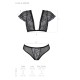 Комплект Passion LEAFA BIKINI black, XXL/XXXL, бюстгальтер-топ з рукавчиками, стрінги-шортики з вирізом