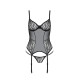 Корсет Passion LEAFA CORSET black L/XL, мягкие чашки, зажимы для чулок, стринги в комплекте