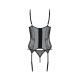 Корсет Passion LEAFA CORSET black L/XL, мягкие чашки, зажимы для чулок, стринги в комплекте