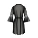 Пеньюар Passion LEAFA PEIGNOIR black, XXL/XXXL, длина чуть выше колена, широкие рукава, завязывается на пояс