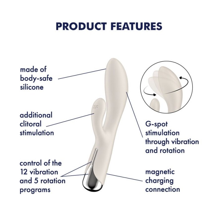 Вибратор-кролик с ротацией Satisfyer Spinning Rabbit 1 Beige, 3 мотора