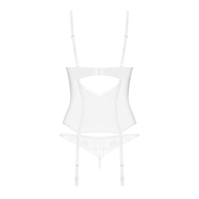 Корсет Obsessive Alissium corset & thong, XL/2XL, гибкие косточки, открытая спина, стринги в комплек