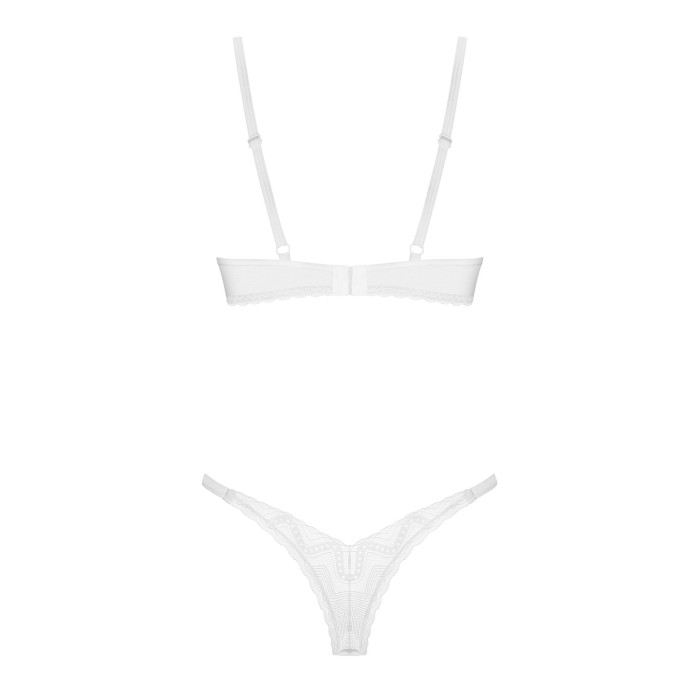 Комплект Obsessive Alissium 2-pcs set, M/L, мереживо, ліф з м’якою чашкою, трусики танга