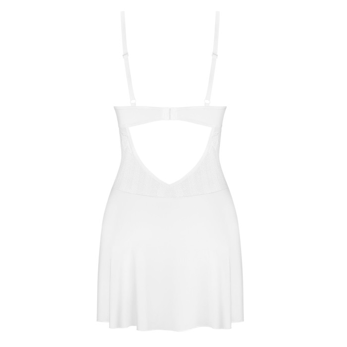Пеньюар Obsessive Alissium chemise & thong, XS/S, мереживний ліф, стрінги в комплекті