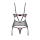 Корсет Obsessive Novenes corset & thong, M/L, прозрачный, открытая спина, стринги в комплекте