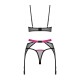 Комплект Obsessive Novenes 3-pcs set, XS/S, прозорий ліф на кісточках, стрінги, пояс