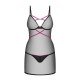 Пеньюар Obsessive Novenes chemise & thong, XS/S, облегающий, прозрачный, со стрепами, стринги в комп