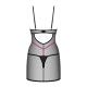 Пеньюар Obsessive Novenes chemise & thong, XS/S, облегающий, прозрачный, со стрепами, стринги в комп
